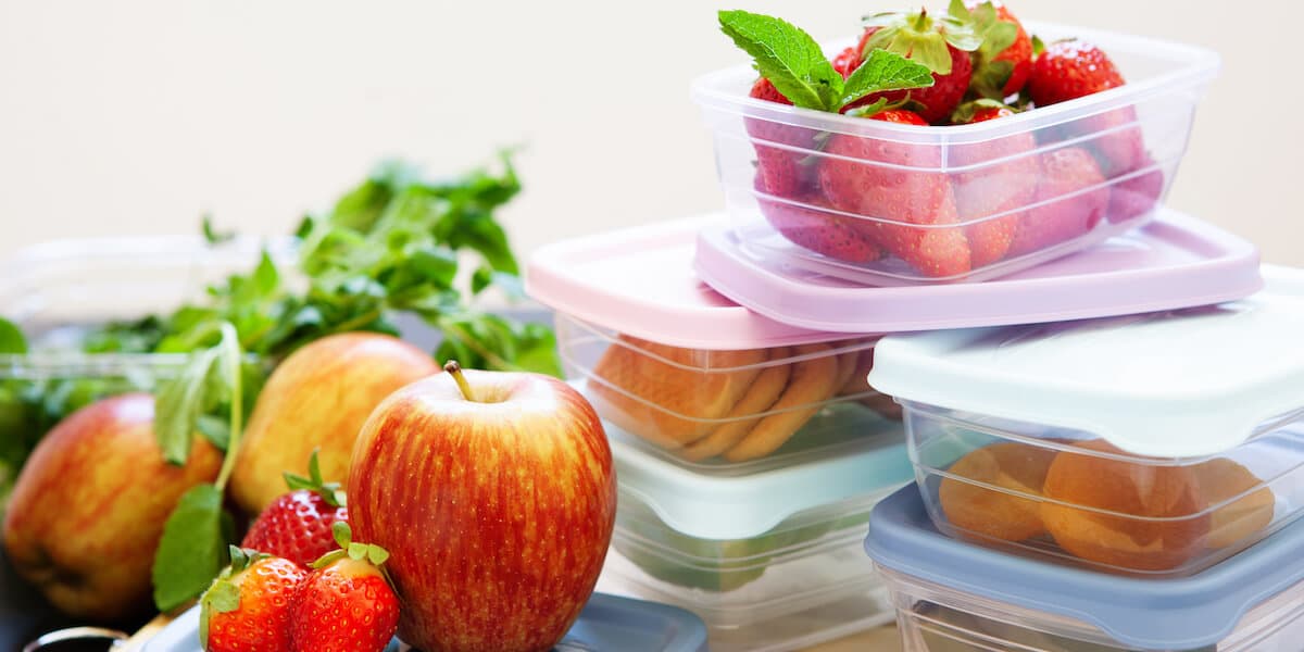 Filled plastic containers